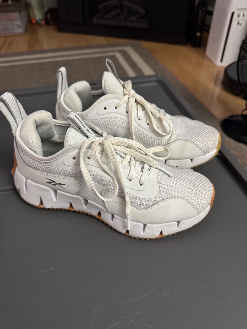 Reebok White and Gum Athletic Sneakers
